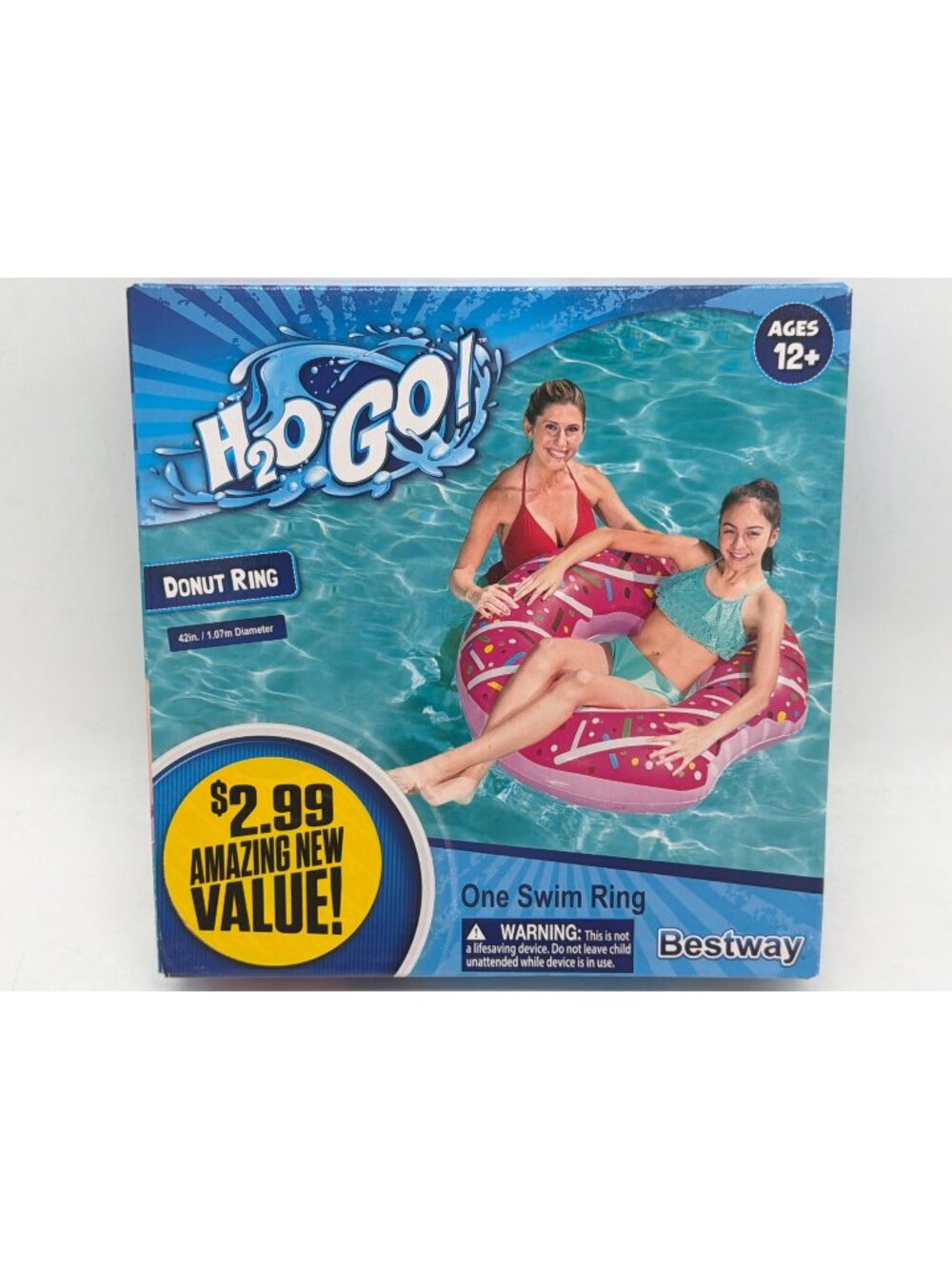 H2O Go! Donut Ring Inflatable Swim Ring 42" Diameter Ages 12+ By Bestway